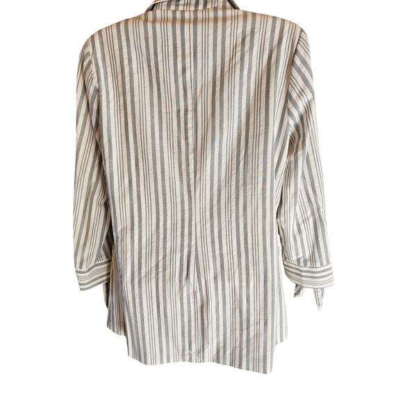 NWT button front tie sleeve blazer mint stripes career business casual blazer M - Picture 2 of 8